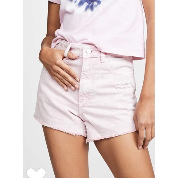 DL1961 Cleo High Rise Denim Shorts in Acid Pink - Picture 1 of 12